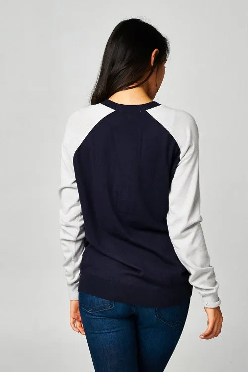 Colorblock Long Sleeve Cardigan