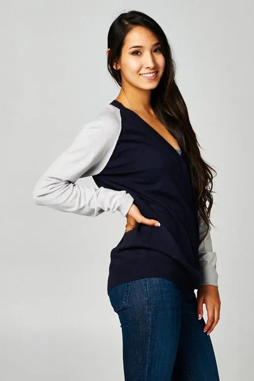 Colorblock Long Sleeve Cardigan