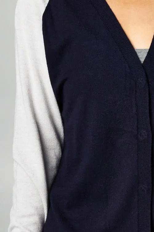Colorblock Long Sleeve Cardigan