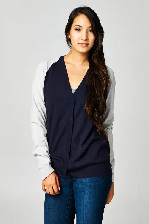 Colorblock Long Sleeve Cardigan