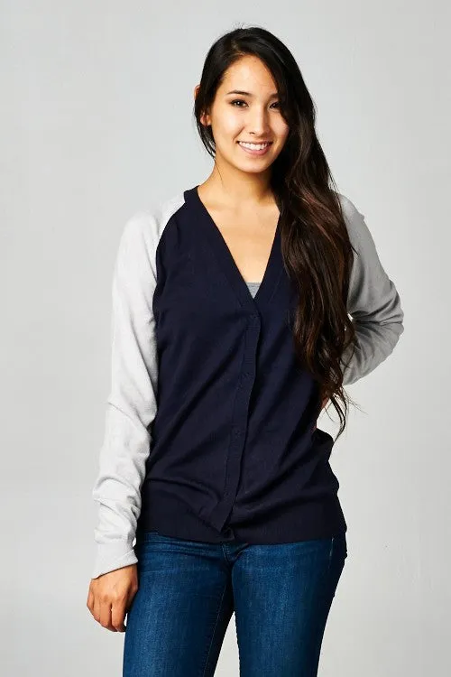 Colorblock Long Sleeve Cardigan