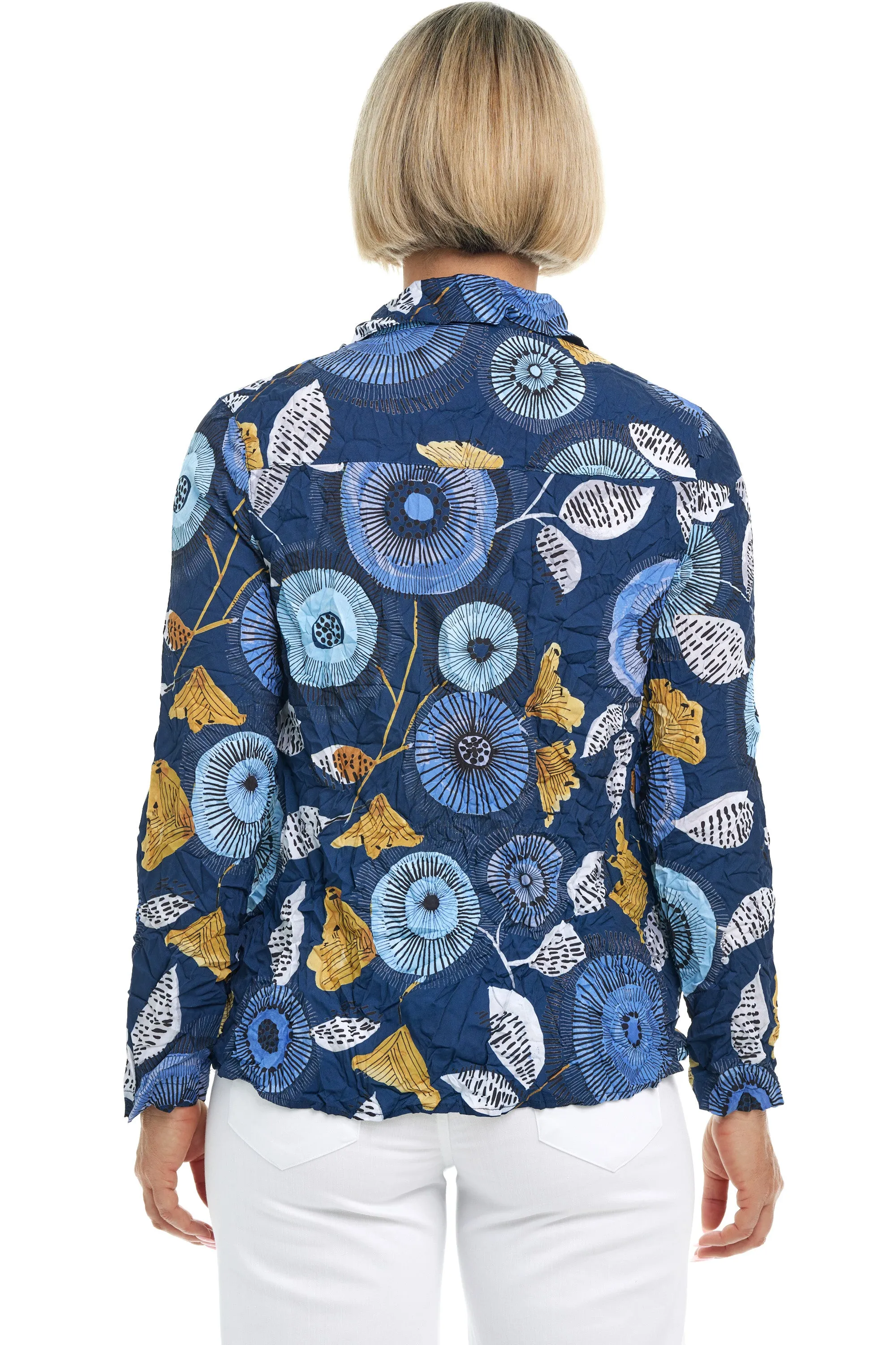 Crimped Crepe Floral Blouse