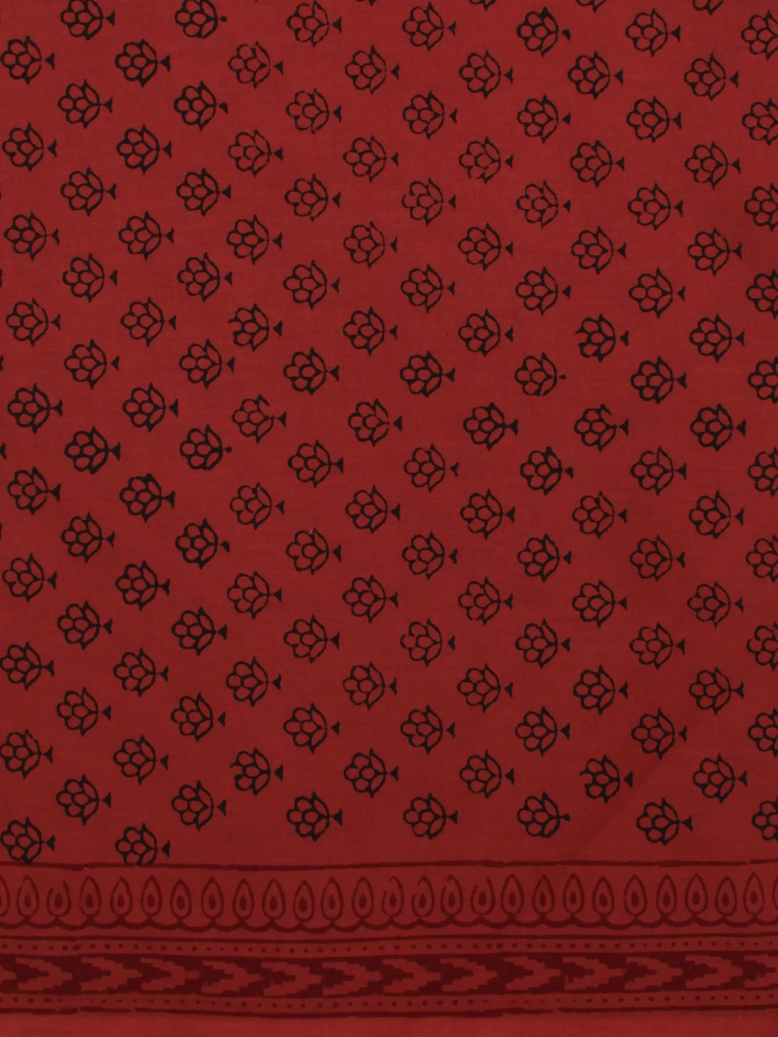 Crimson Red Black Bagh Printed Cotton Fabric Per Meter - F005F2080