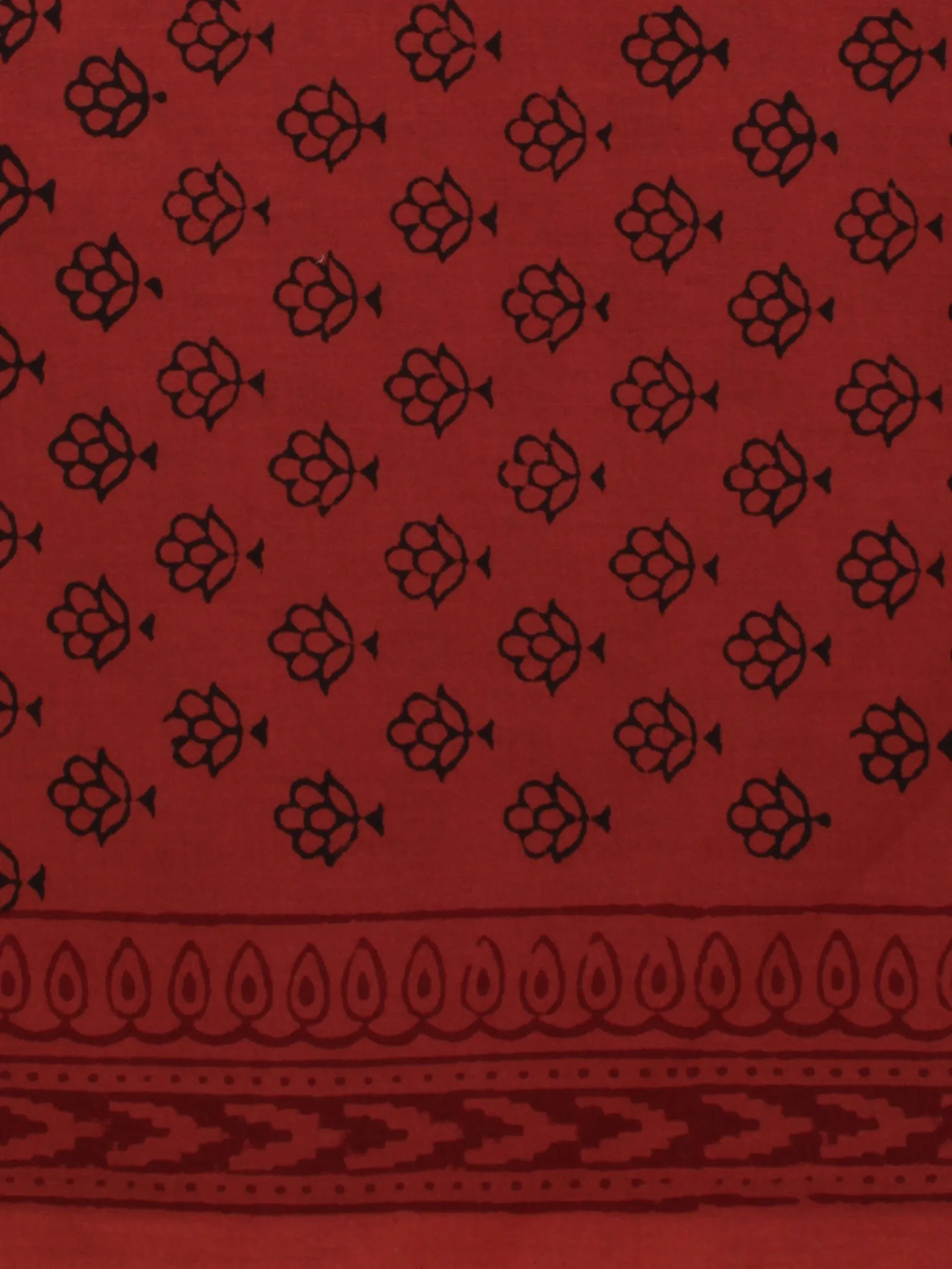 Crimson Red Black Bagh Printed Cotton Fabric Per Meter - F005F2080