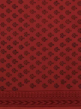 Crimson Red Black Bagh Printed Cotton Fabric Per Meter - F005F2080