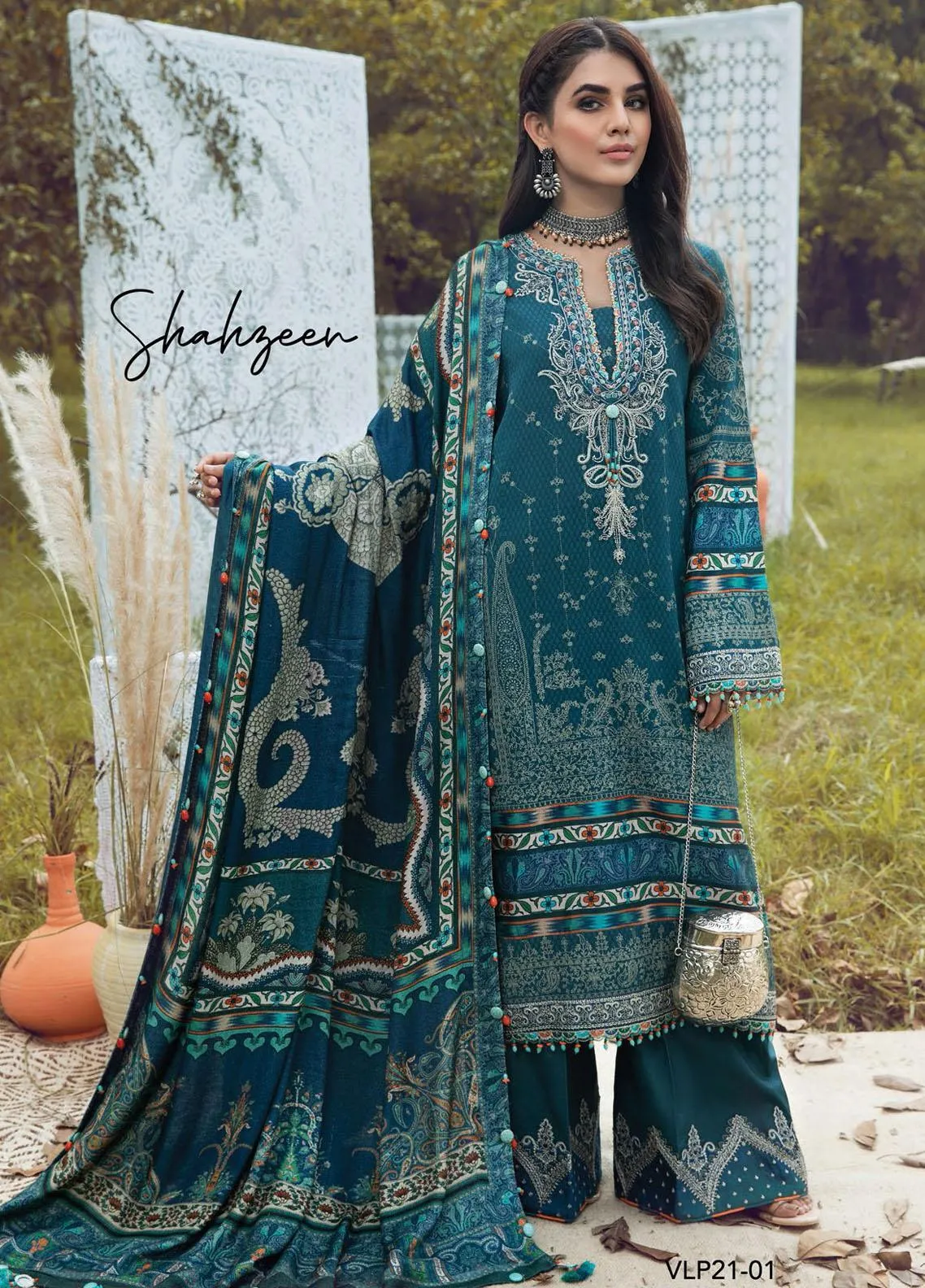 D#01 Anaya Pardes Emb Linen Shawl Collection 1021