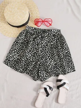 Dalmatian Print Belted Wide Leg Shorts