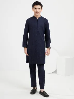 Dark Blue Blended Kurta Trouser - ALT-KT-064