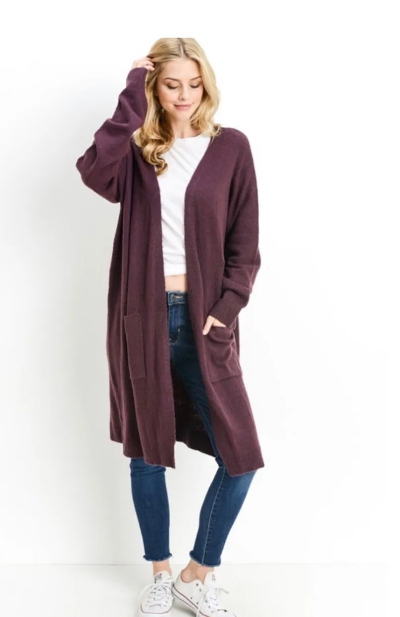 Dark Wine Jersey knit Cardigan