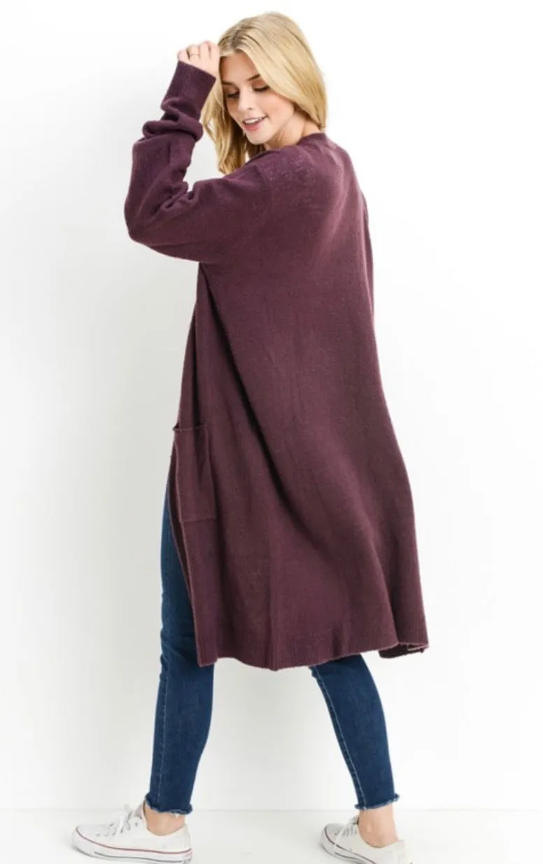 Dark Wine Jersey knit Cardigan