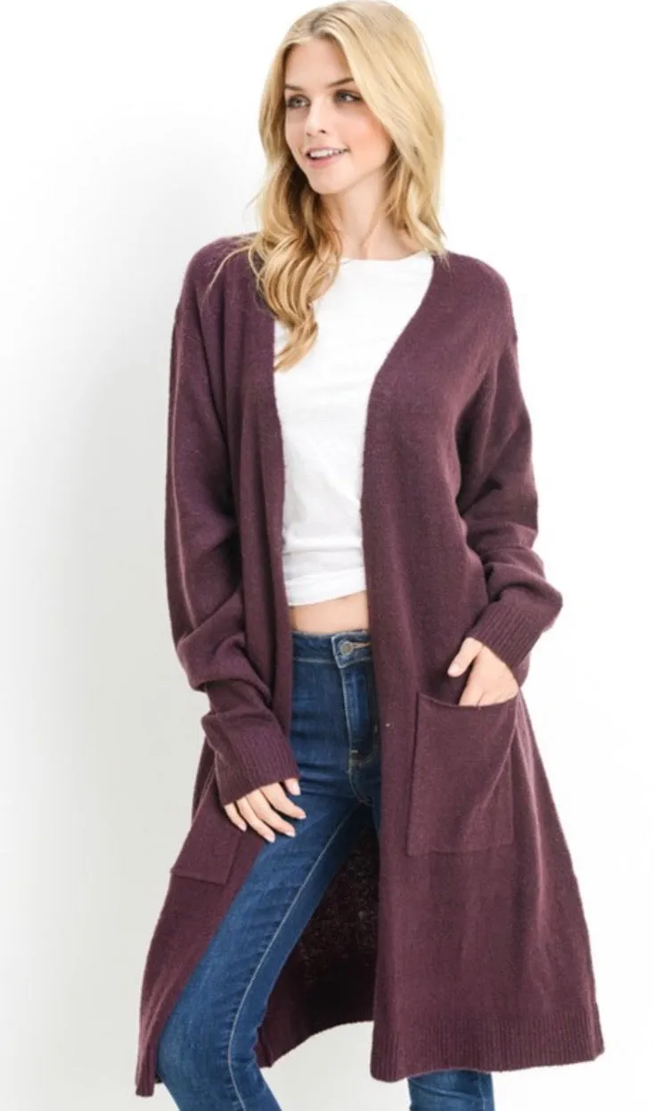 Dark Wine Jersey knit Cardigan