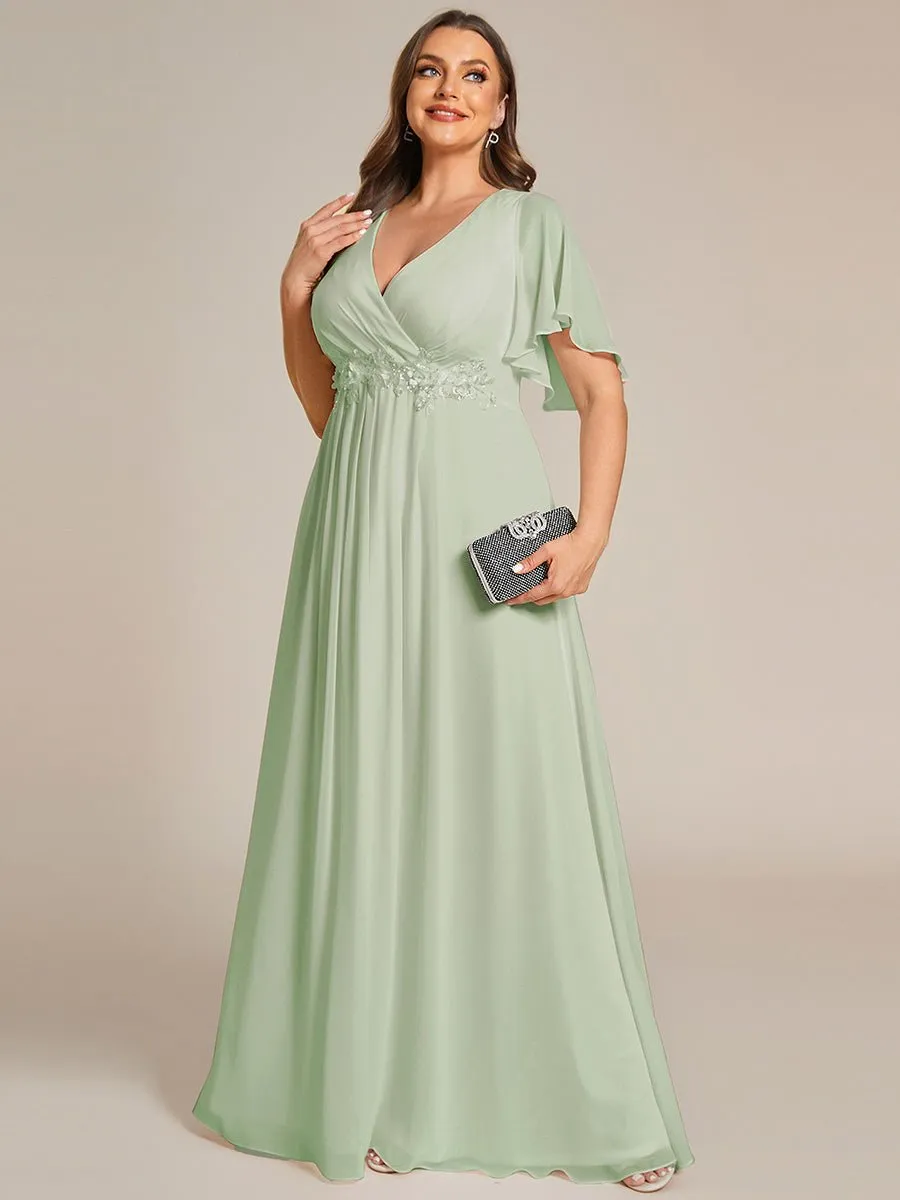 Darnika short sleeve chiffon evening or bridesmaid dress