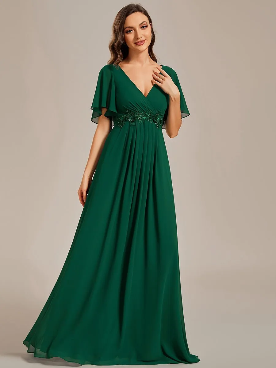 Darnika short sleeve chiffon evening or bridesmaid dress