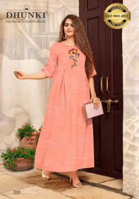 Designer Party Wear Pure Cotton Embroidered A line Dress