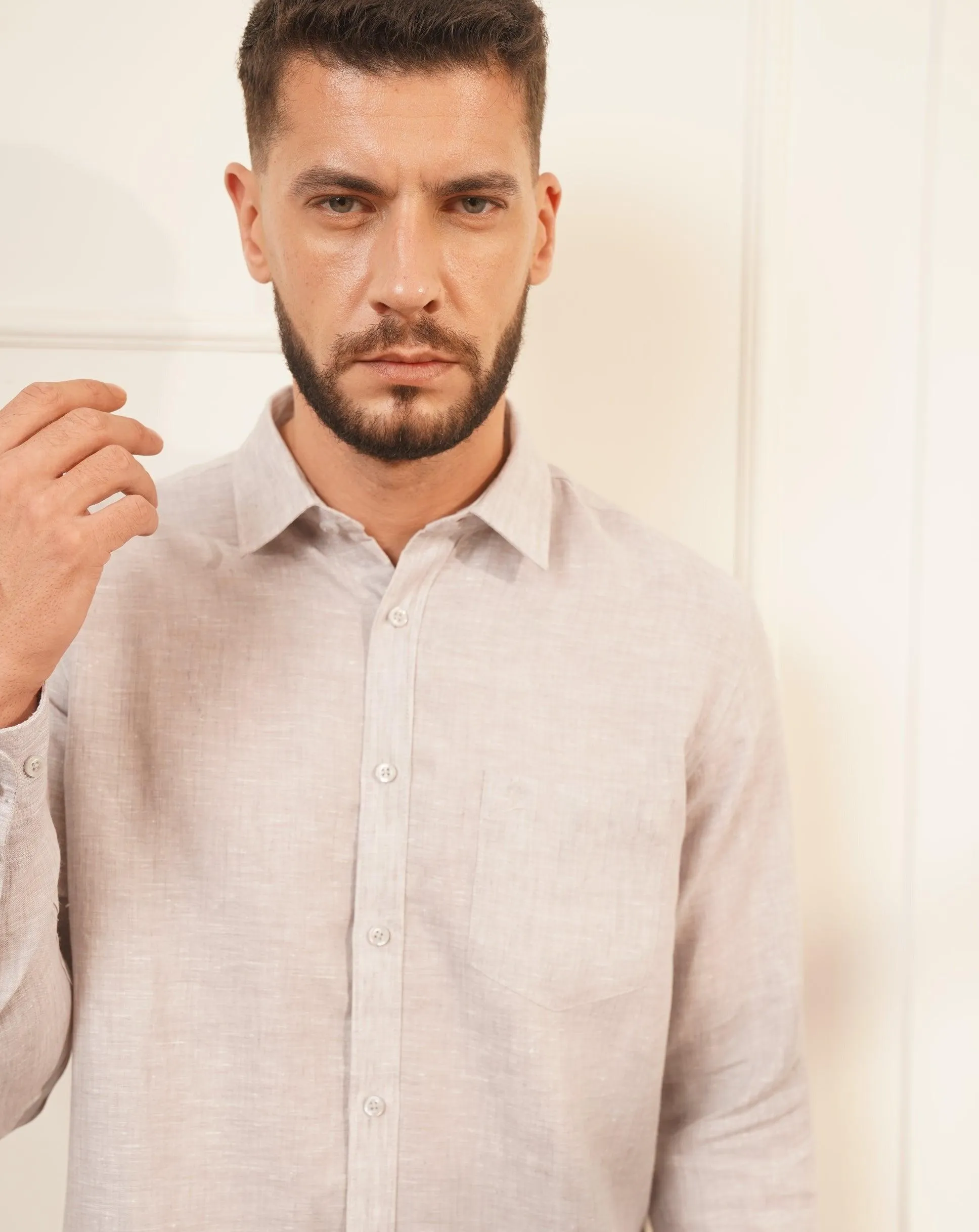 DUNE Linen Shirt for Men, 100% Linen, Natural Color Linen