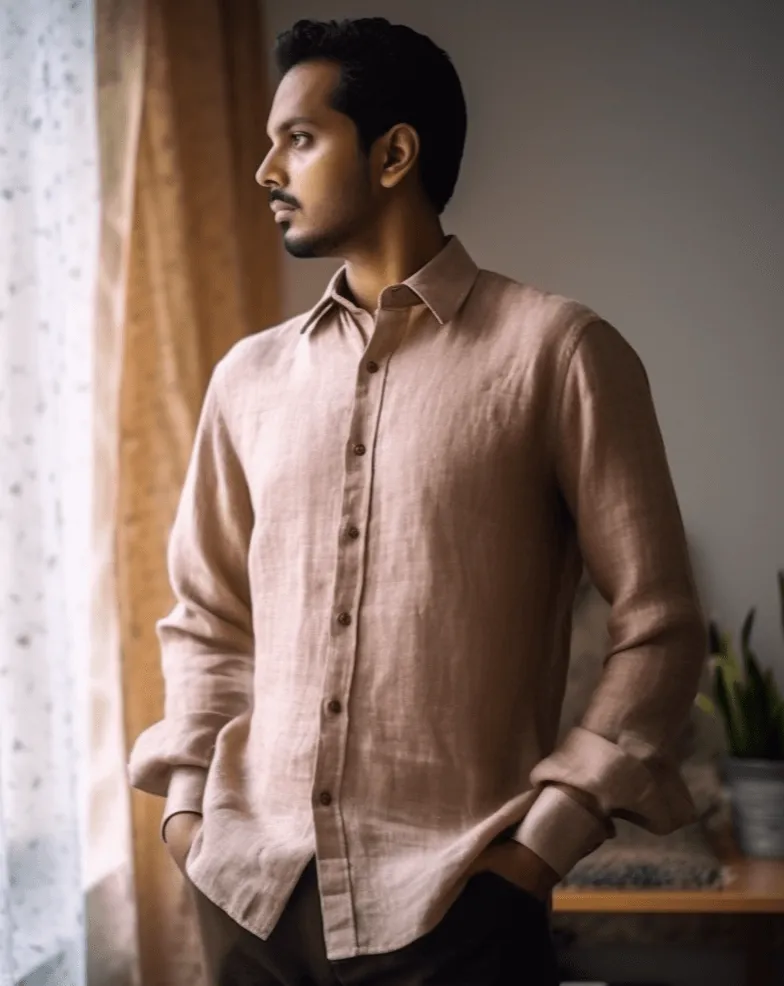 DUNE Linen Shirt for Men, 100% Linen, Natural Color Linen
