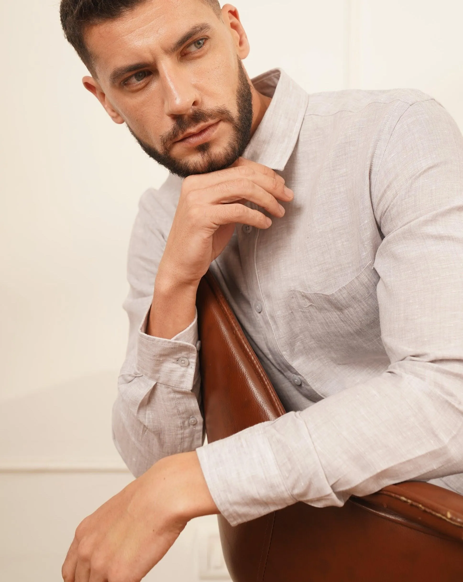 DUNE Linen Shirt for Men, 100% Linen, Natural Color Linen
