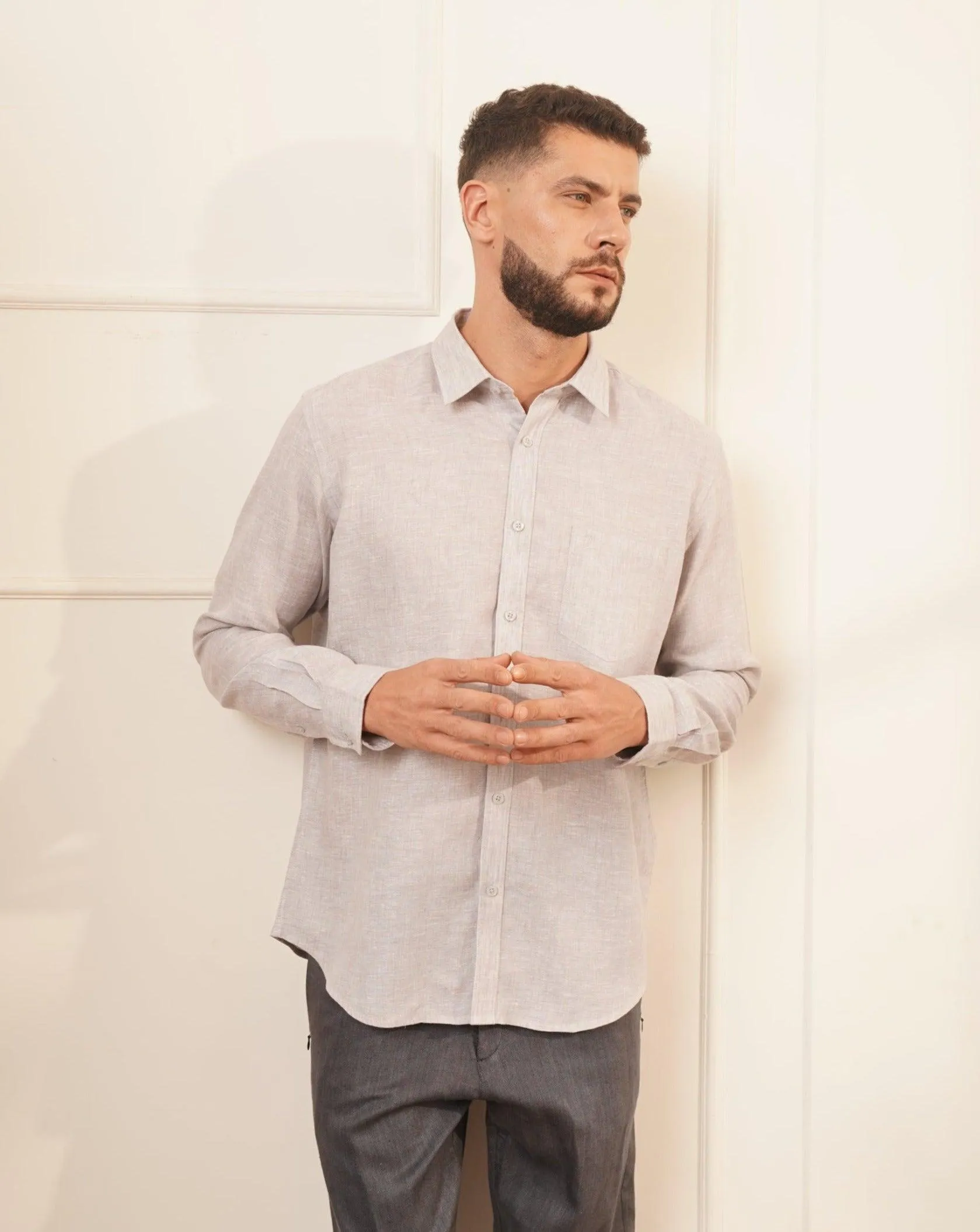 DUNE Linen Shirt for Men, 100% Linen, Natural Color Linen