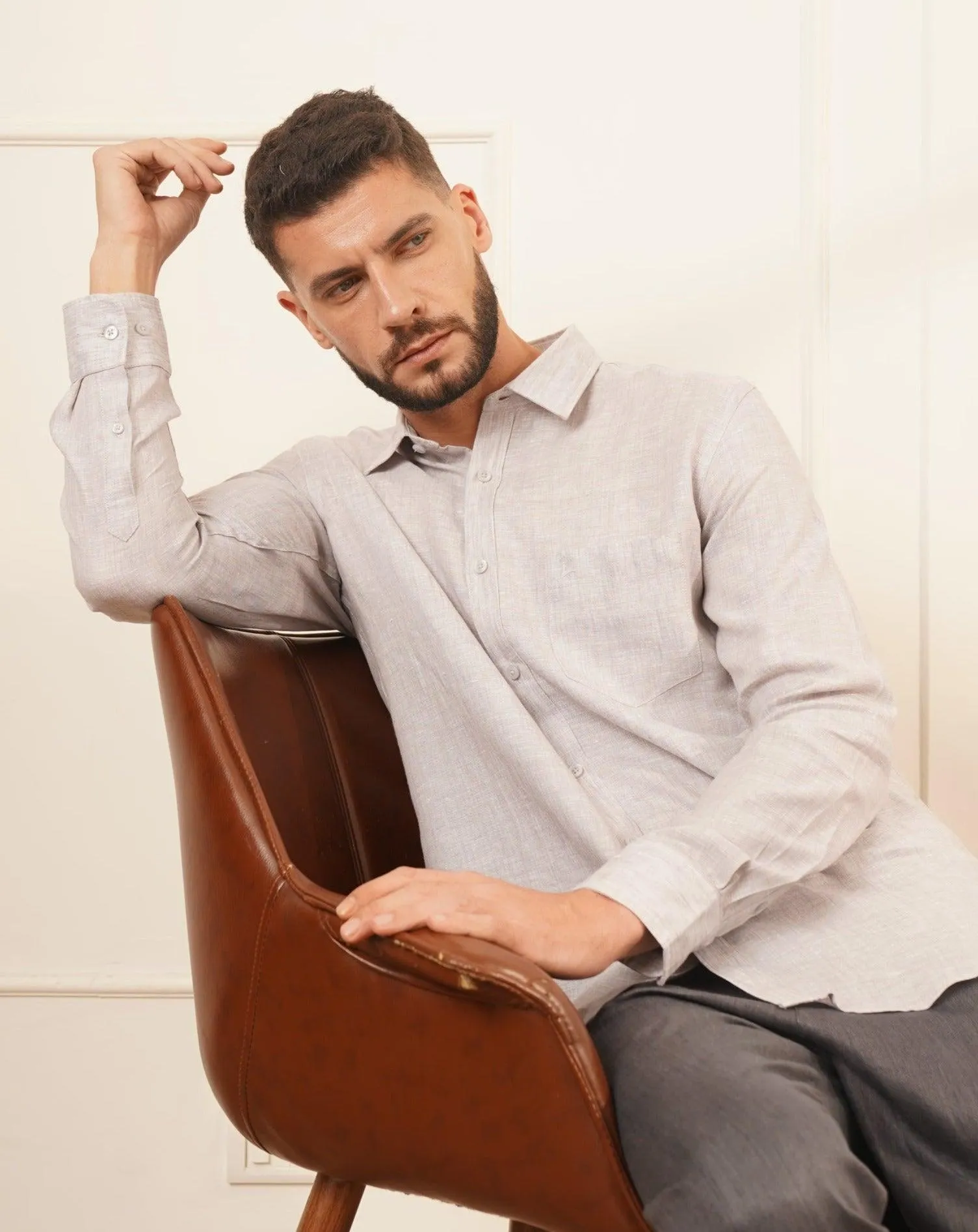 DUNE Linen Shirt for Men, 100% Linen, Natural Color Linen