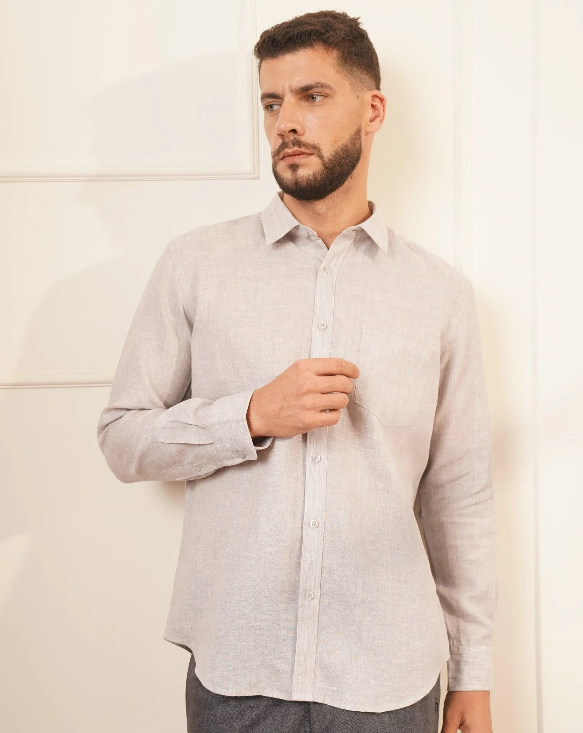 DUNE Linen Shirt for Men, 100% Linen, Natural Color Linen