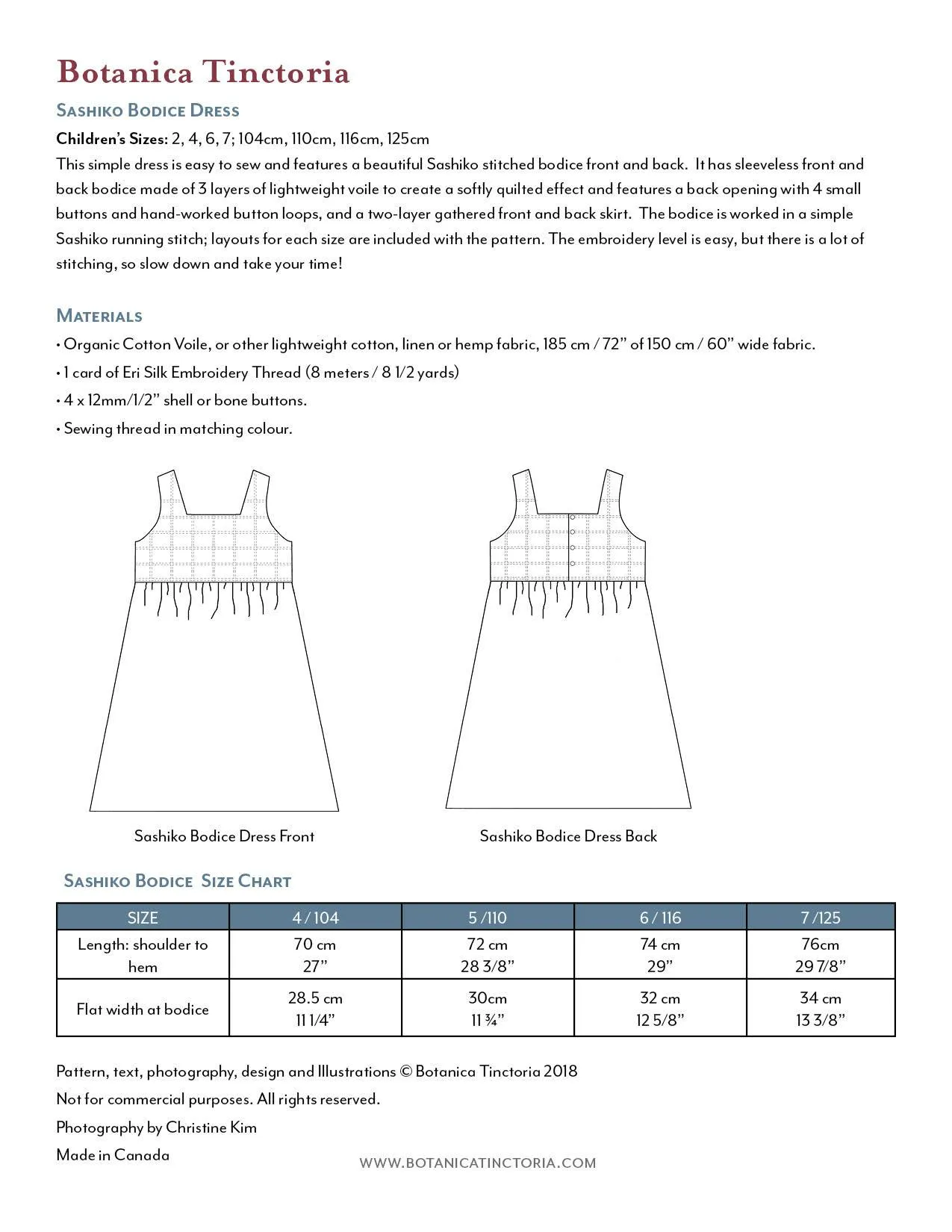 Embroidered Sashiko Bodice Dress Pattern