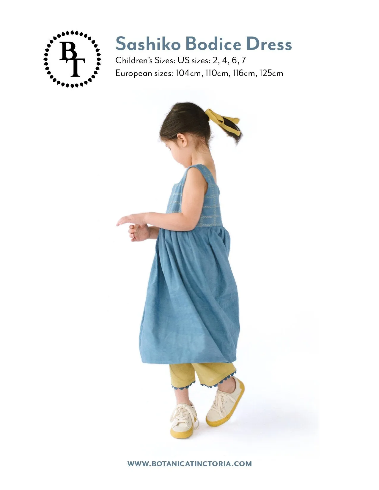 Embroidered Sashiko Bodice Dress Pattern