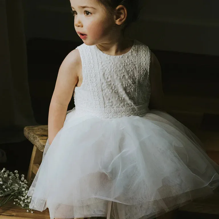 EMBROIDERED SLEEVELESS ORGANZA DRESS