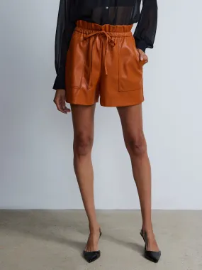 Faux Leather Paperbag Waist Short