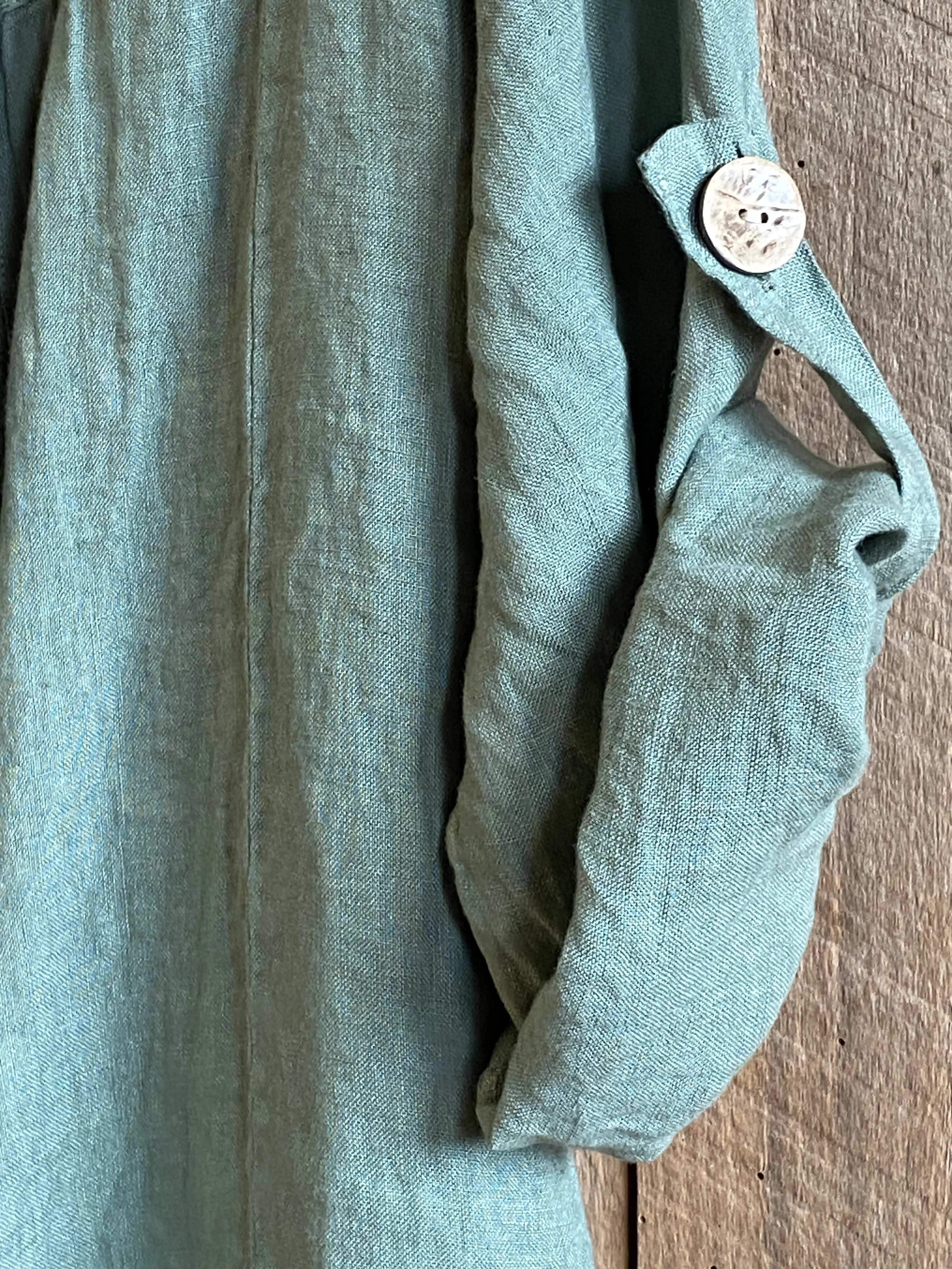 Fifi short linen jacket. Olive Green