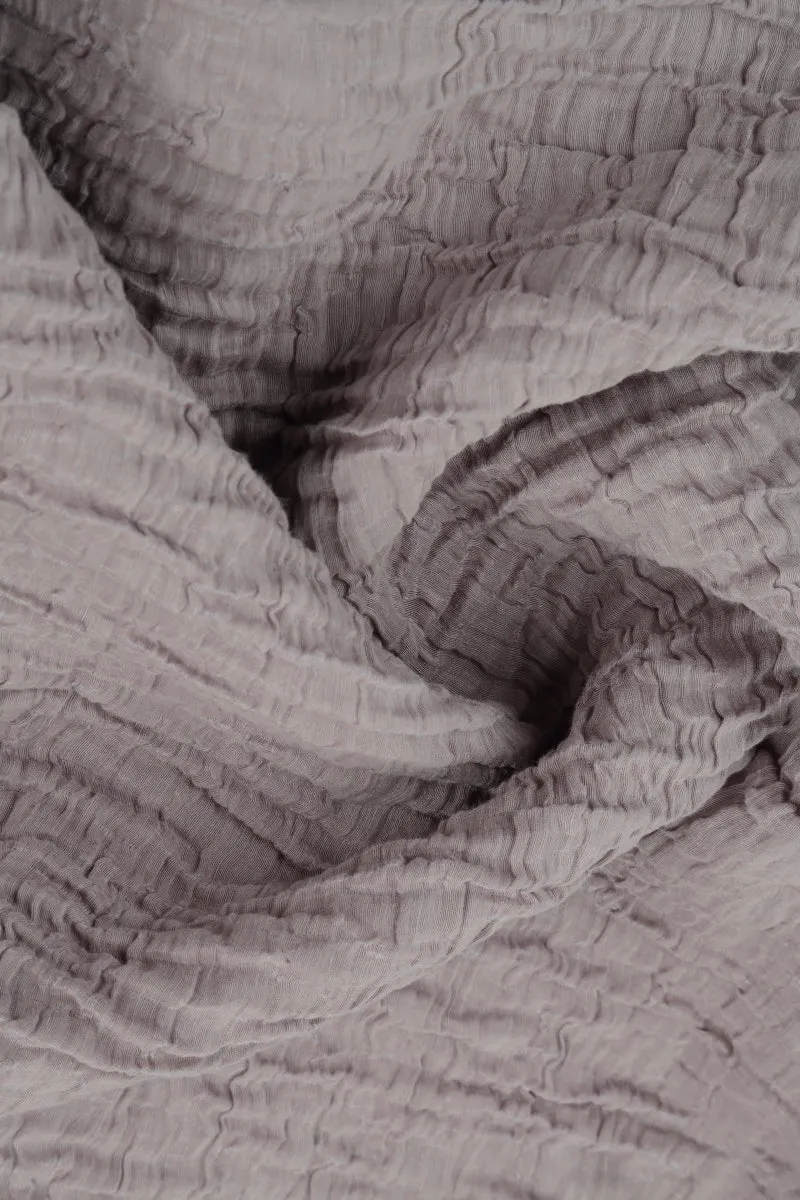 Flared Pockets Crinkled Greige Silk Blouse