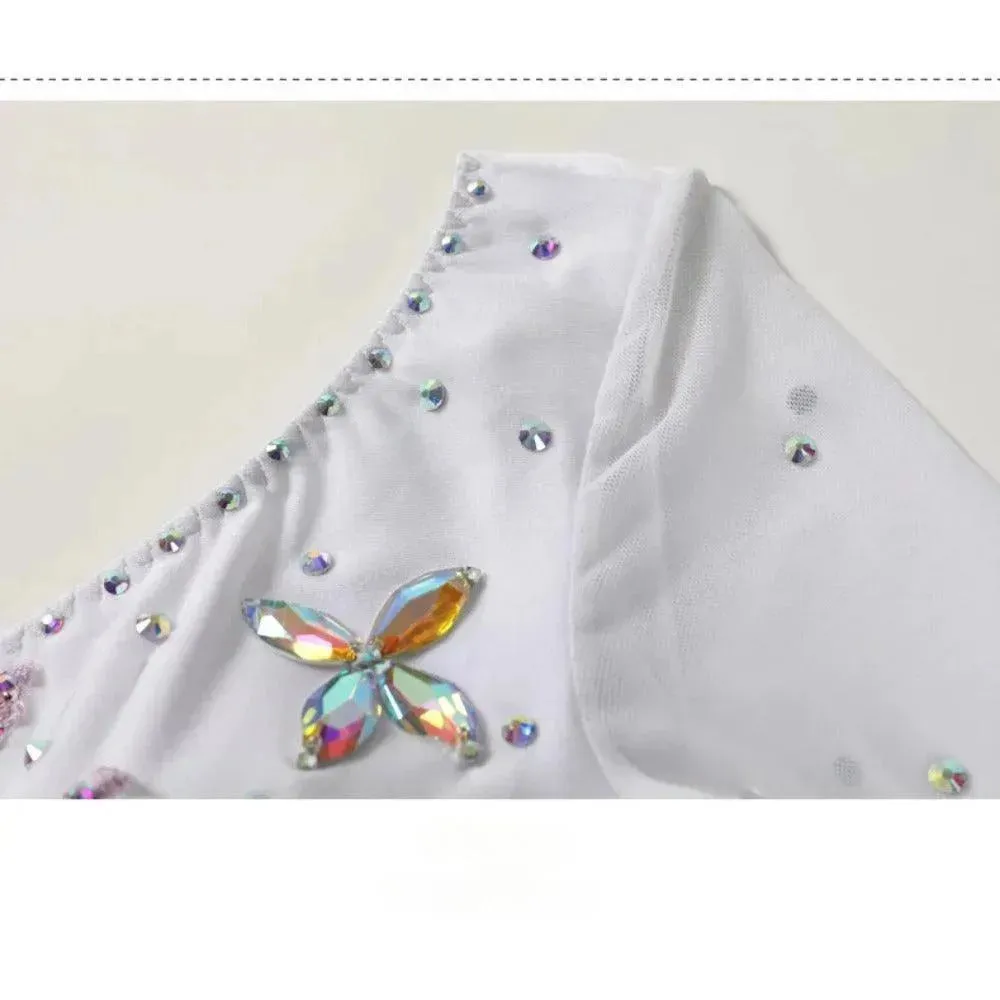 Floral Embroidered Prom Dress Ball Gown Embroidered Floral Long Sleeve for Ballroom Dance