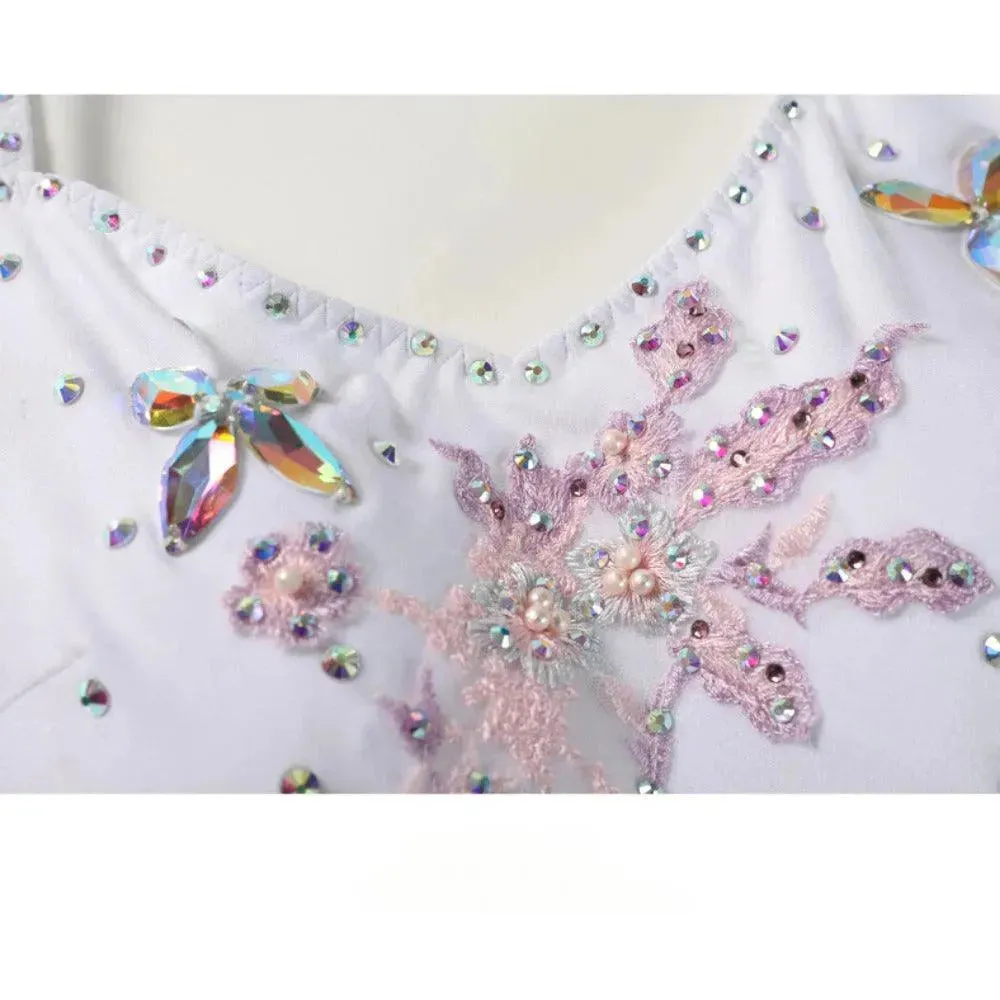 Floral Embroidered Prom Dress Ball Gown Embroidered Floral Long Sleeve for Ballroom Dance