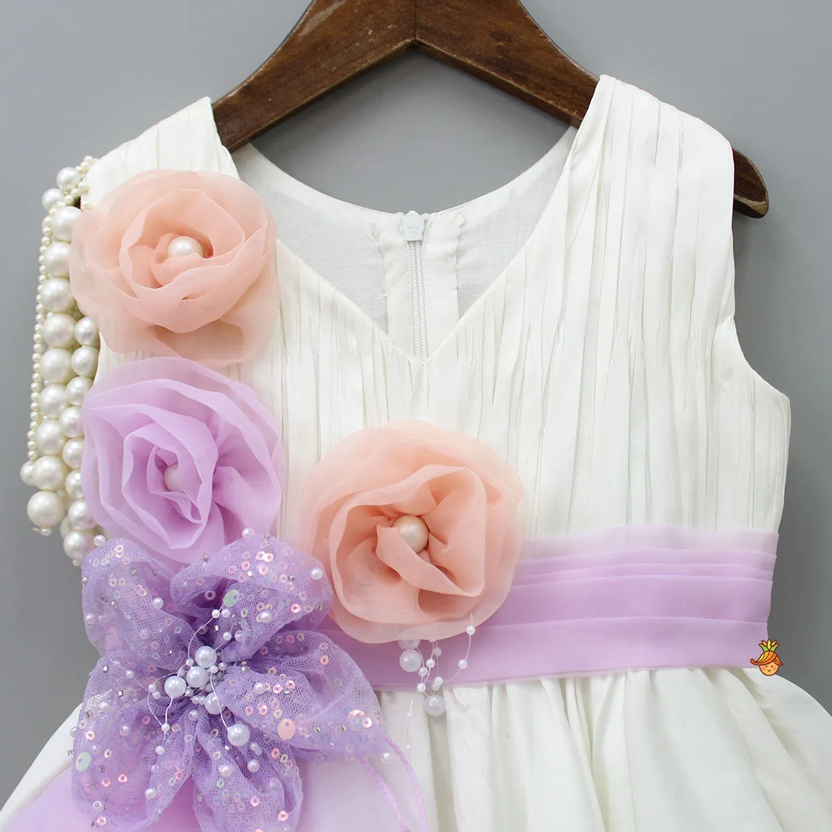 Flower Enhanced Flared Gown