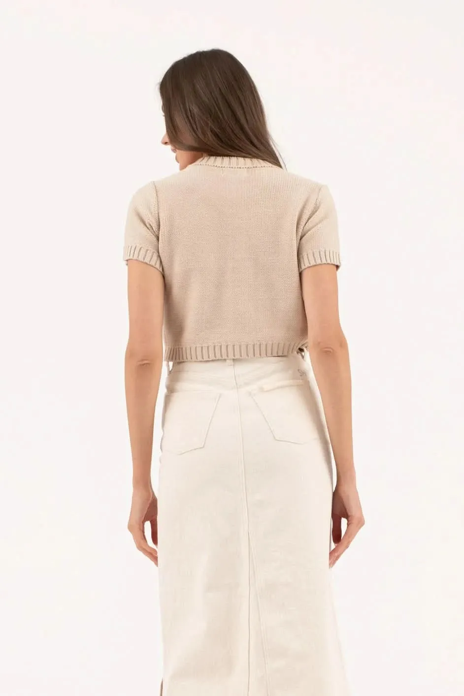 Gold Button Cardigan-Light Taupe