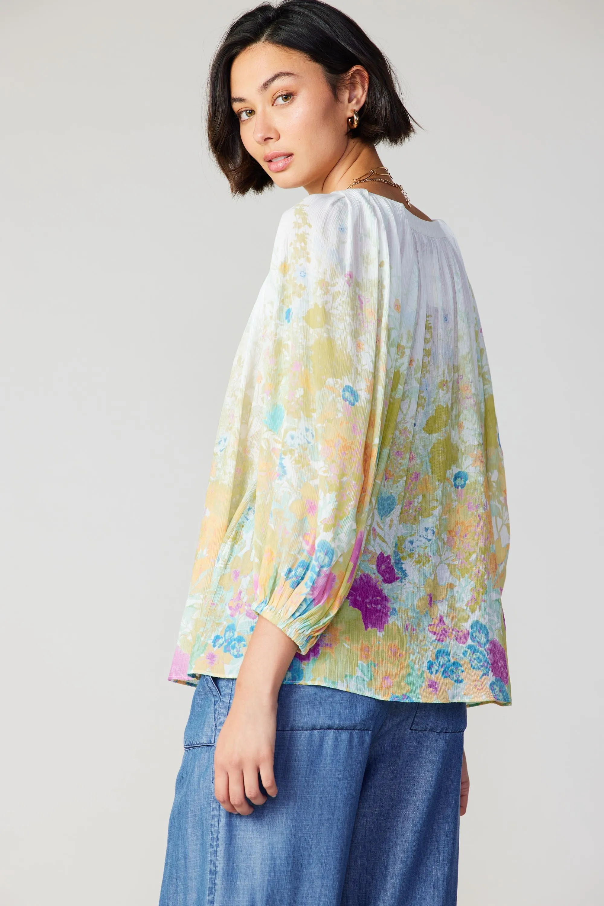 Gradient Floral Motif Blouse