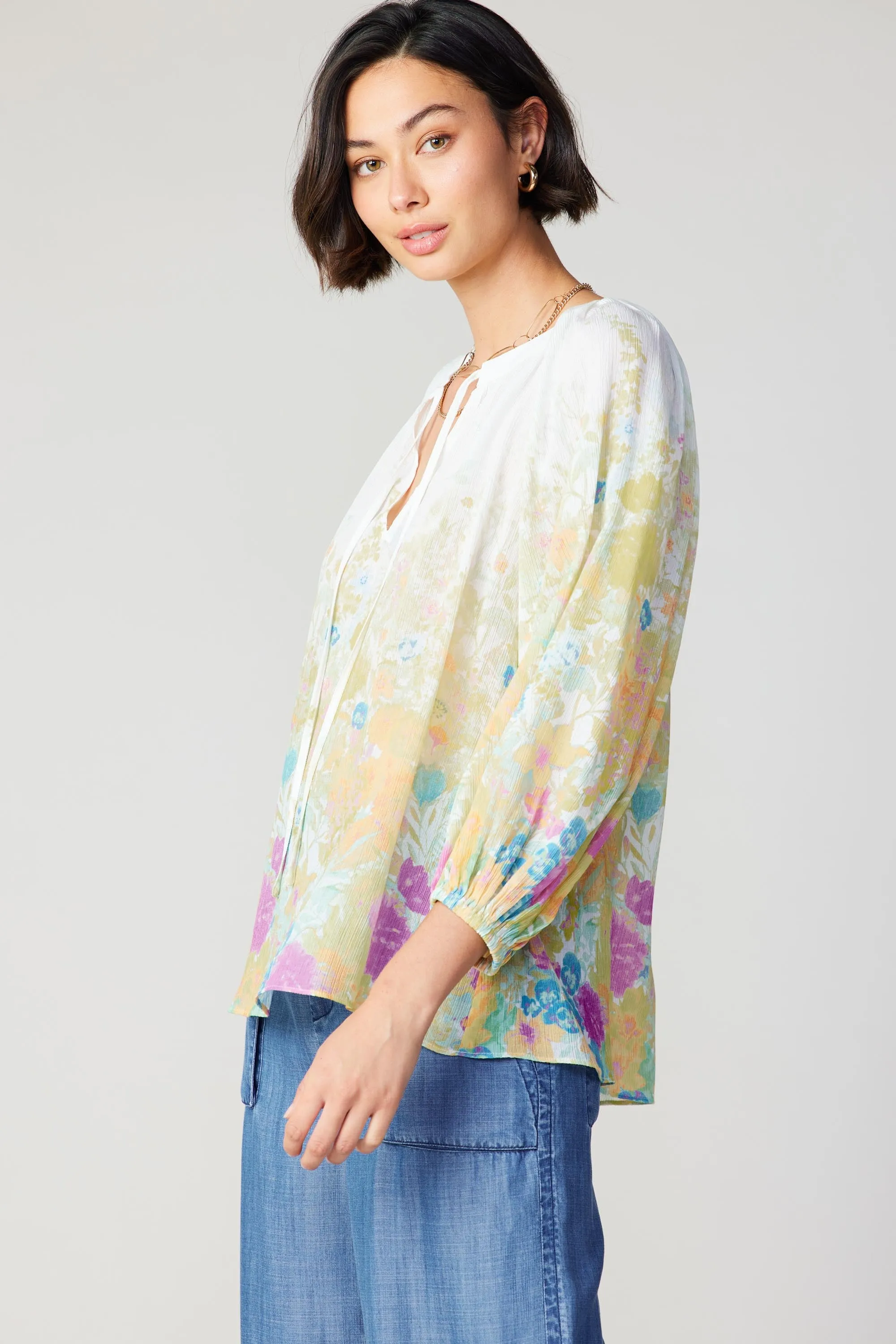 Gradient Floral Motif Blouse