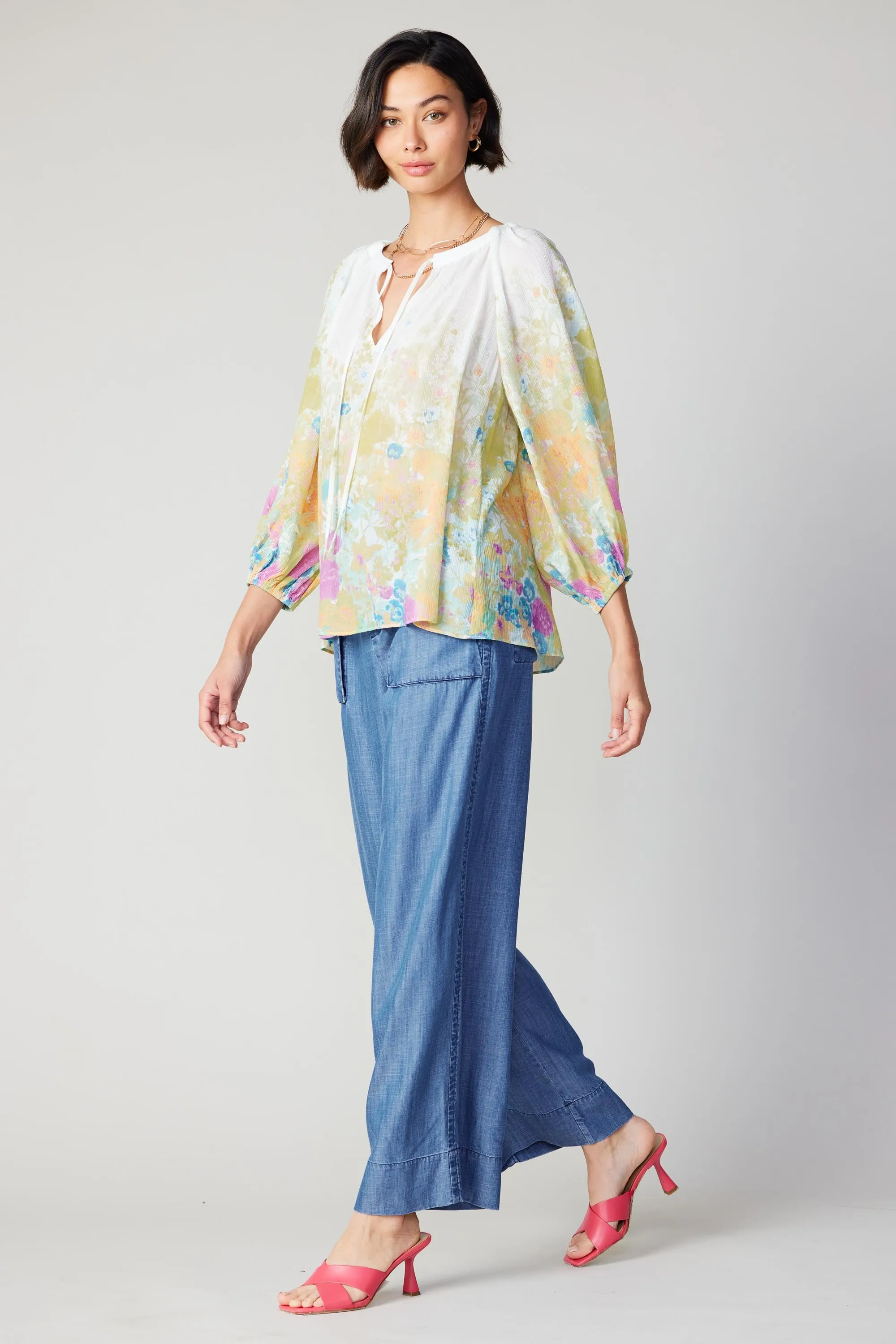 Gradient Floral Motif Blouse