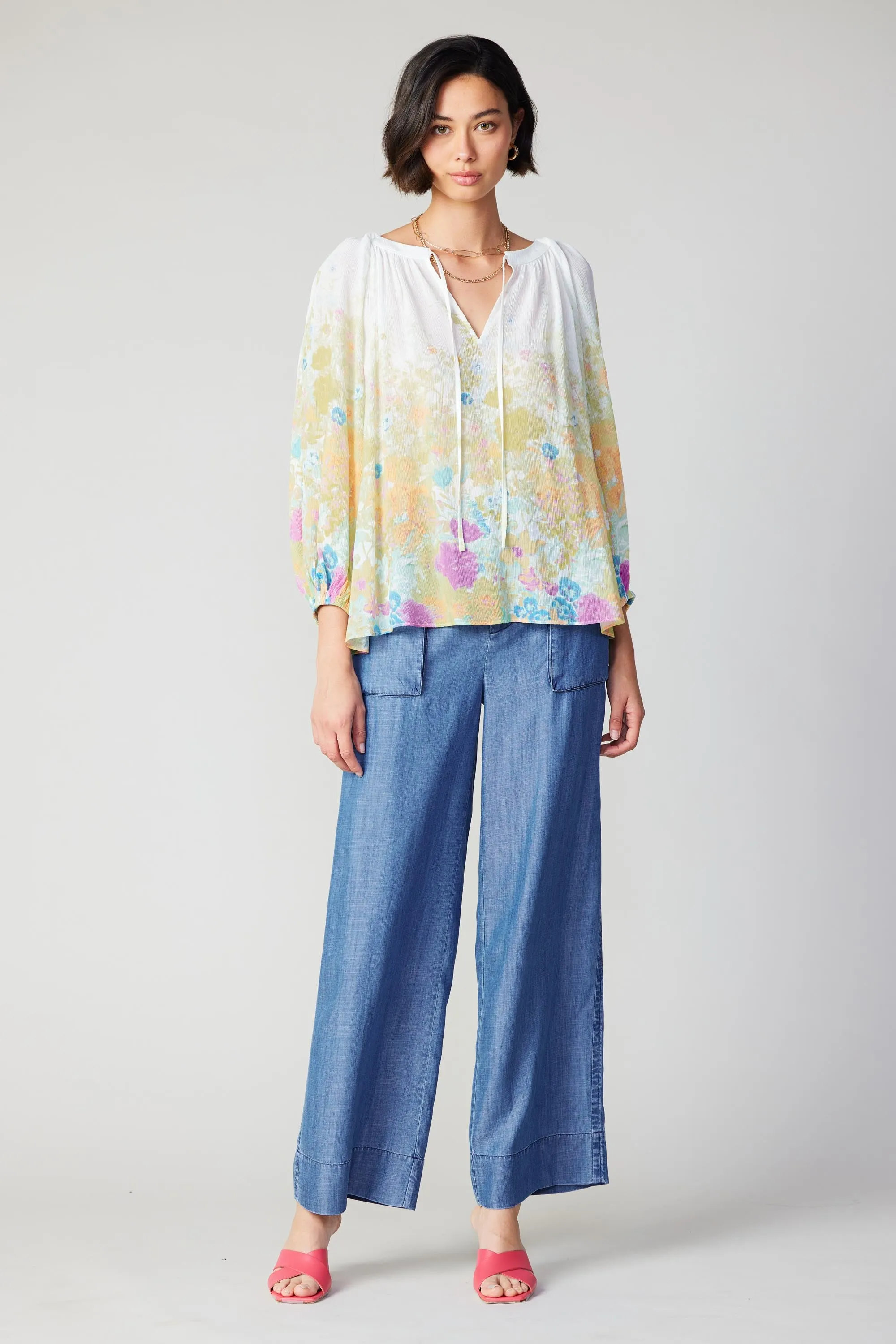Gradient Floral Motif Blouse