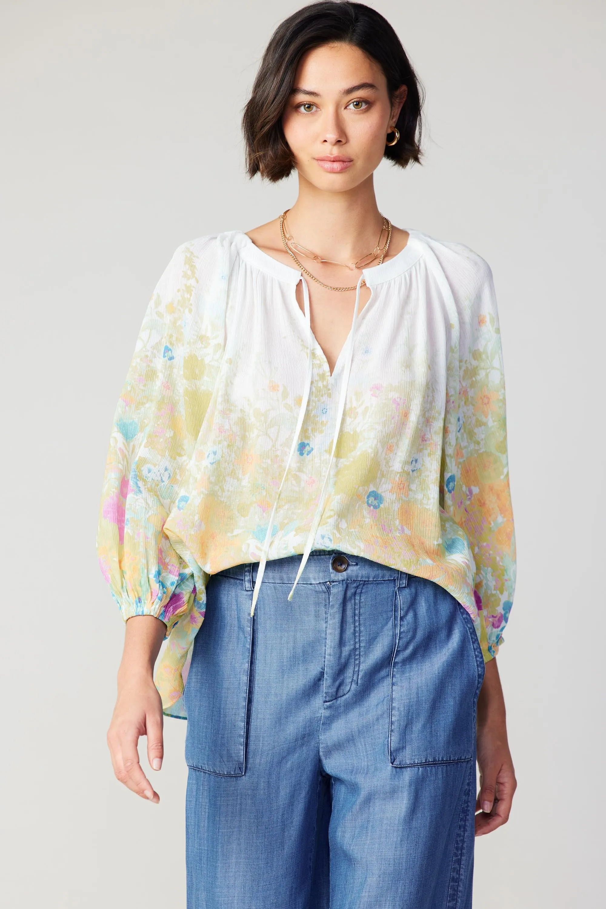 Gradient Floral Motif Blouse