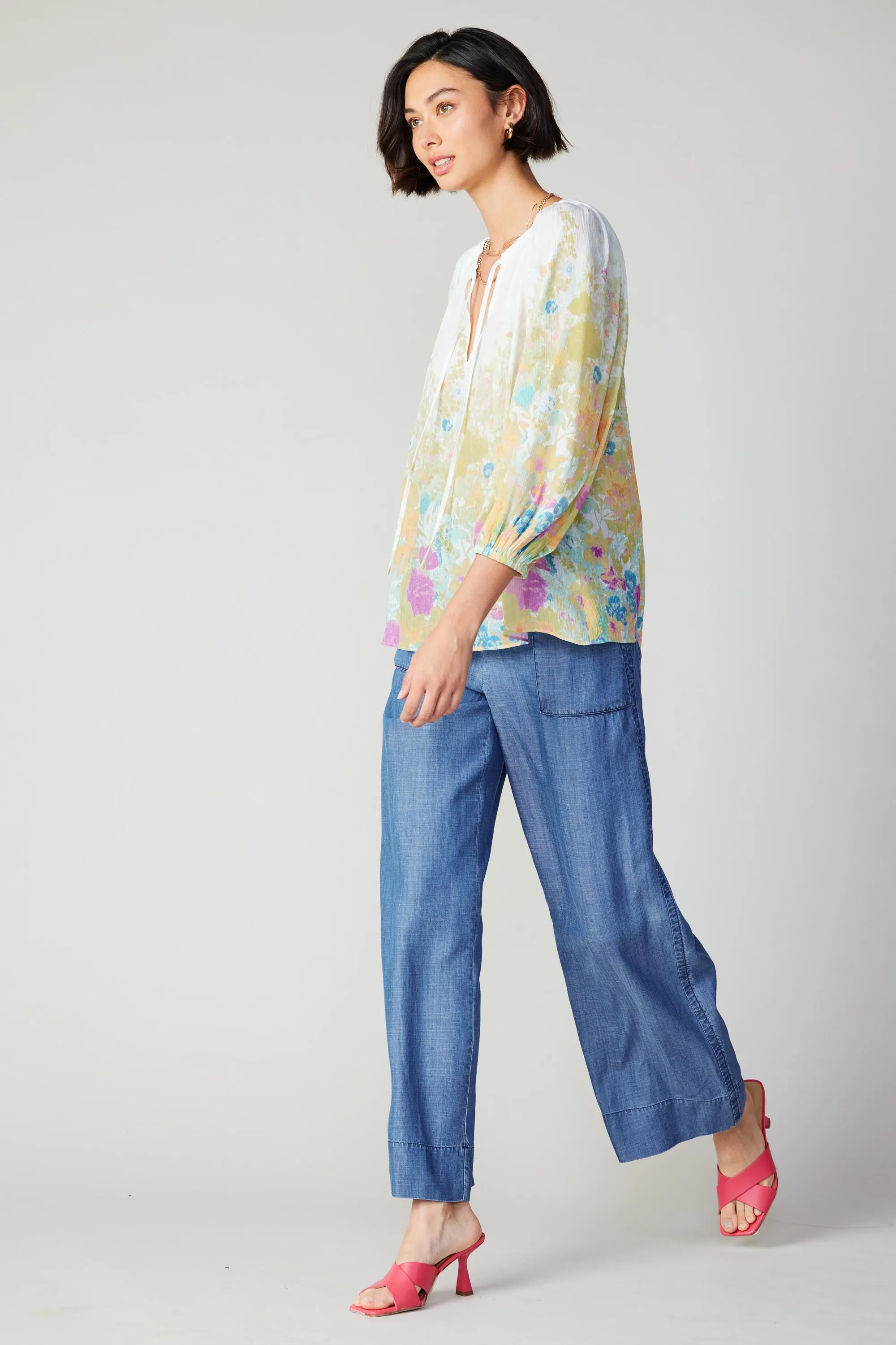 Gradient Floral Motif Blouse