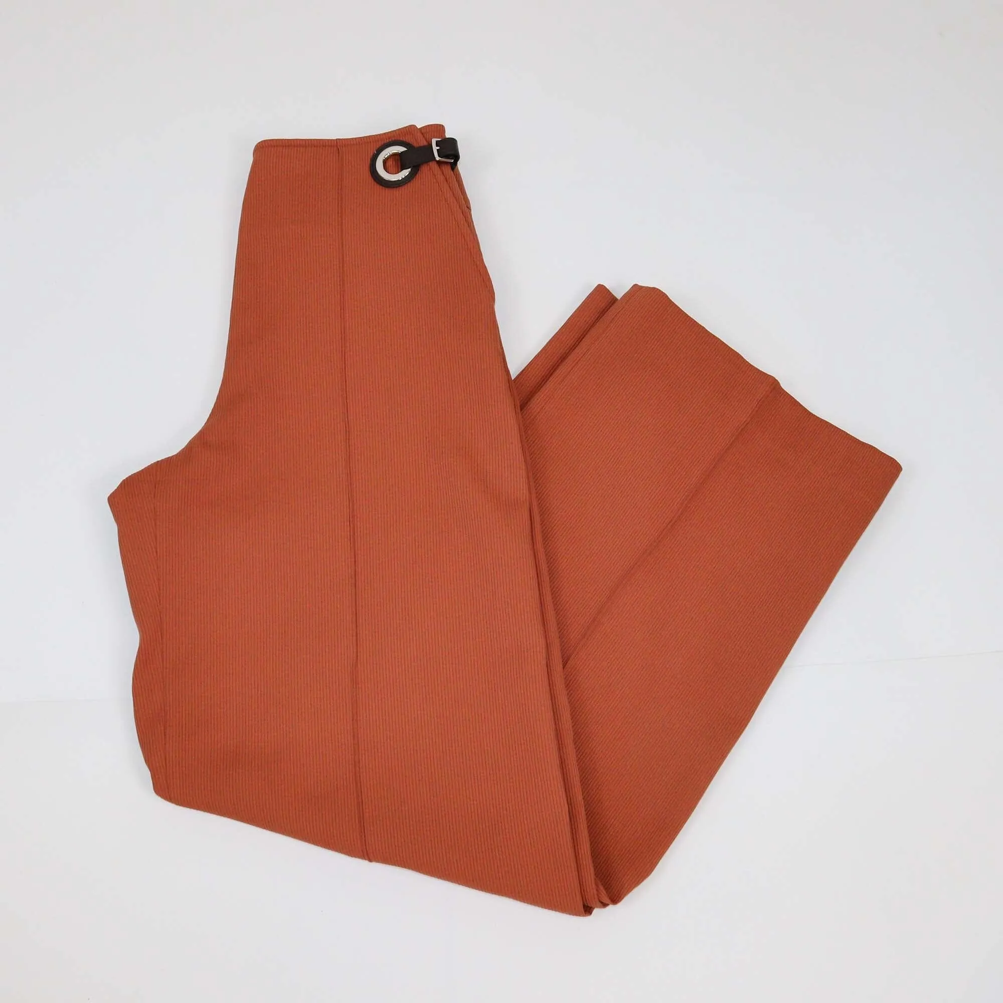 Hermes Brown Belted Detail Wide Leg Pants