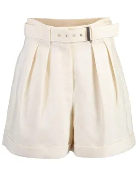 Hi-Rise Linen Pleated Shorts