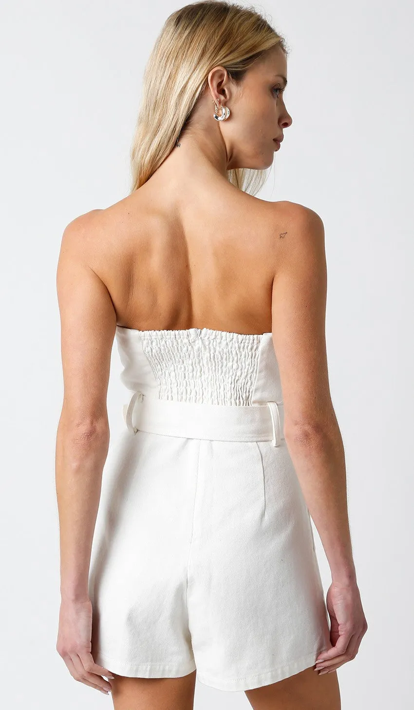 High Hopes Belted Romper White