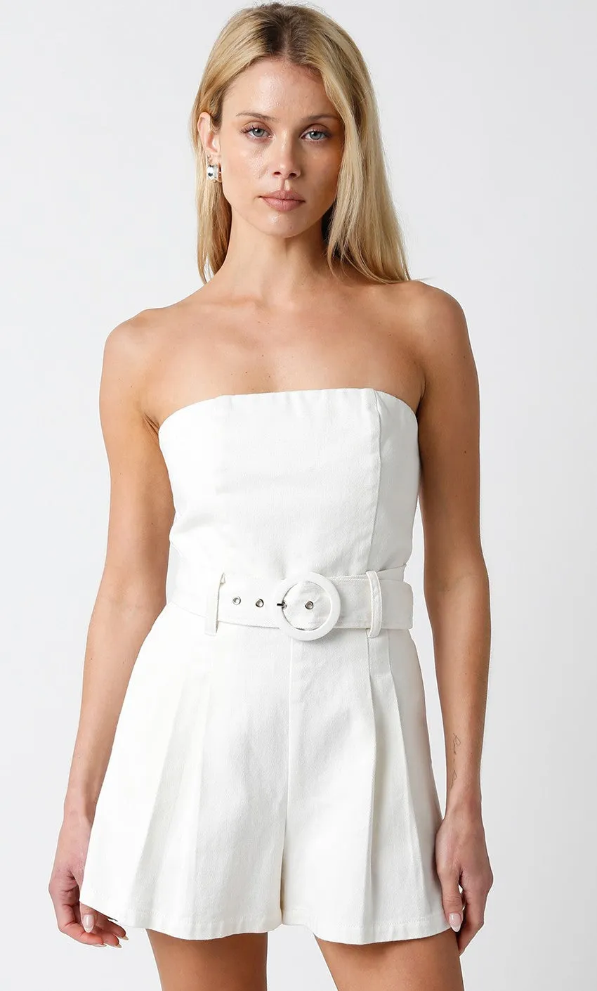 High Hopes Belted Romper White