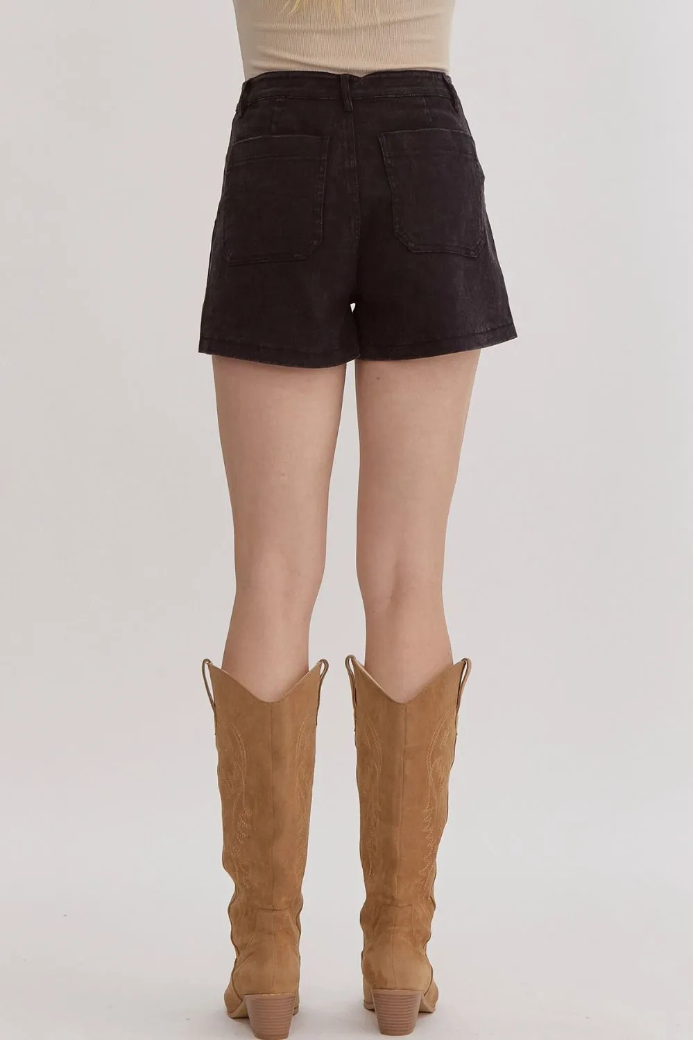 High Waisted Denim Shorts Black