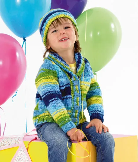 James C Brett JB342 Chunky Knitting Pattern - Cardigan and Hat for Children (51-71cm / 20-28 in)