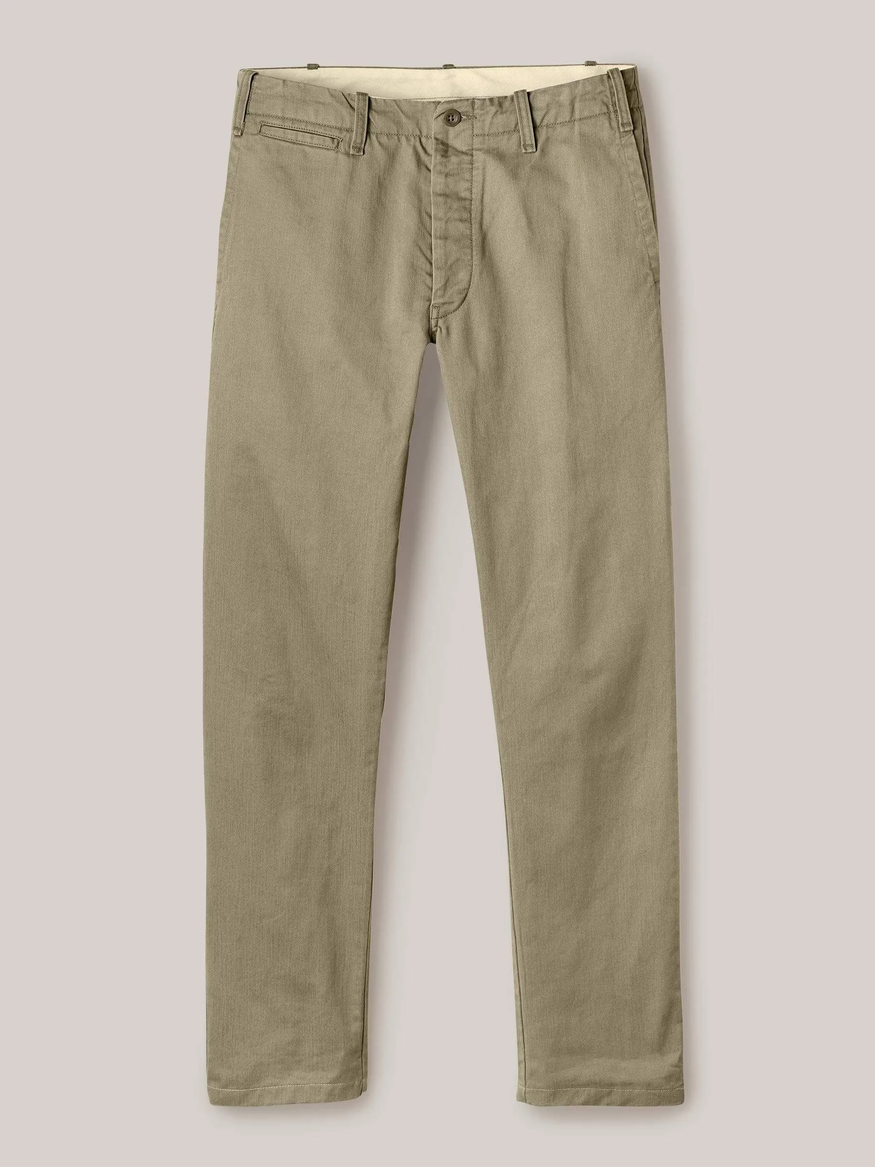 Khaki Slub Twill Officer Pant