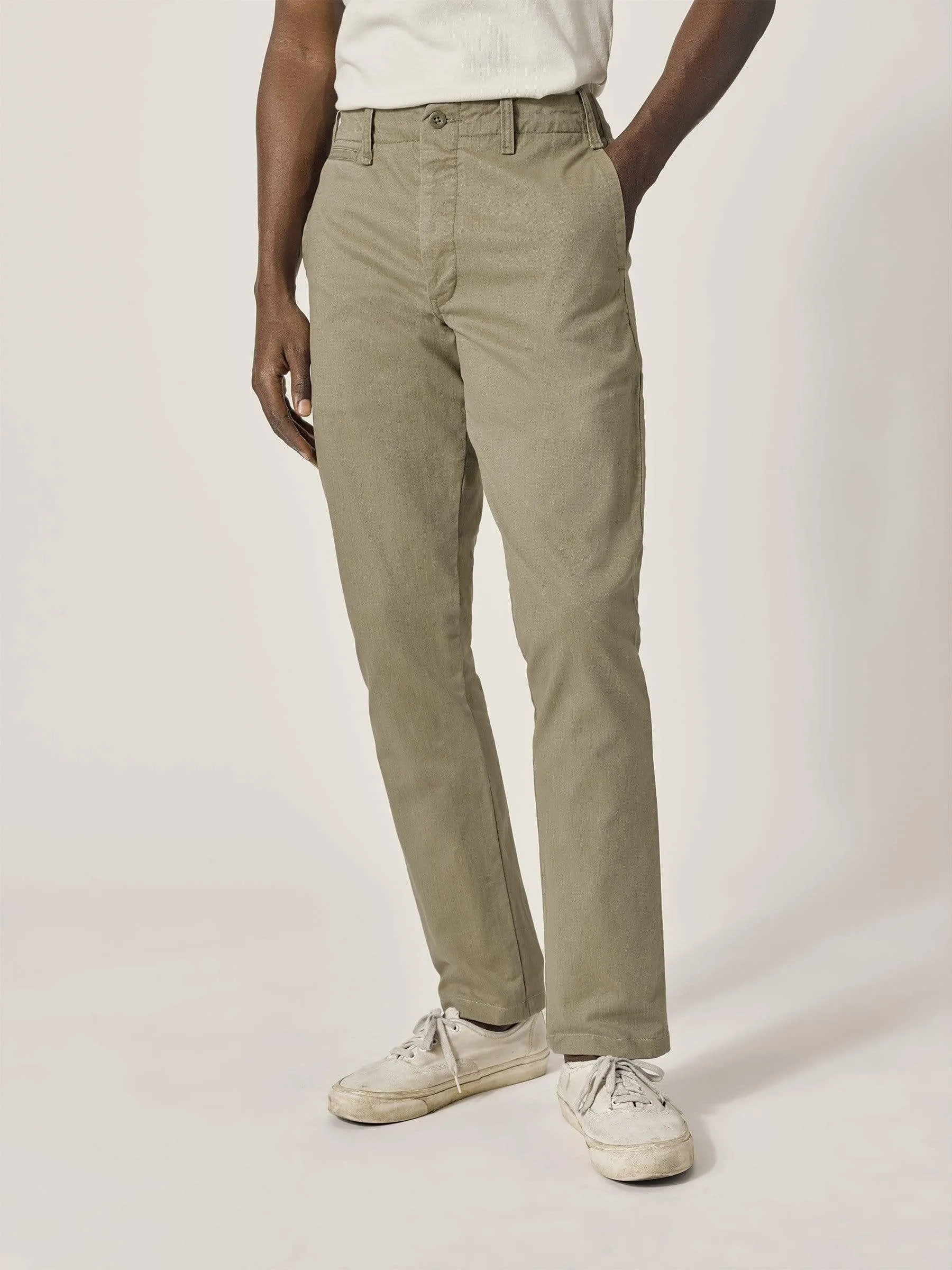 Khaki Slub Twill Officer Pant