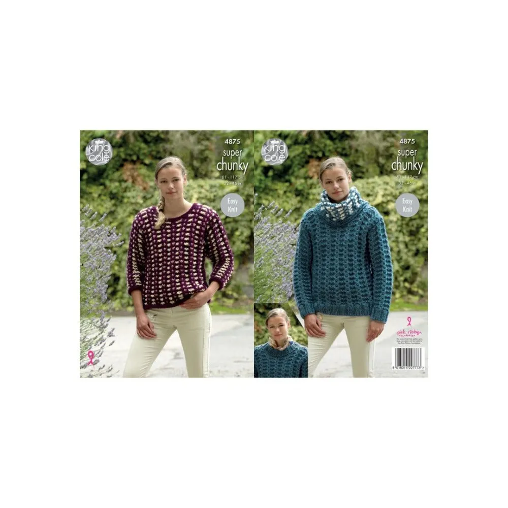King Cole Big Value Super Chunky Easy Knit Knitting Pattern 4875