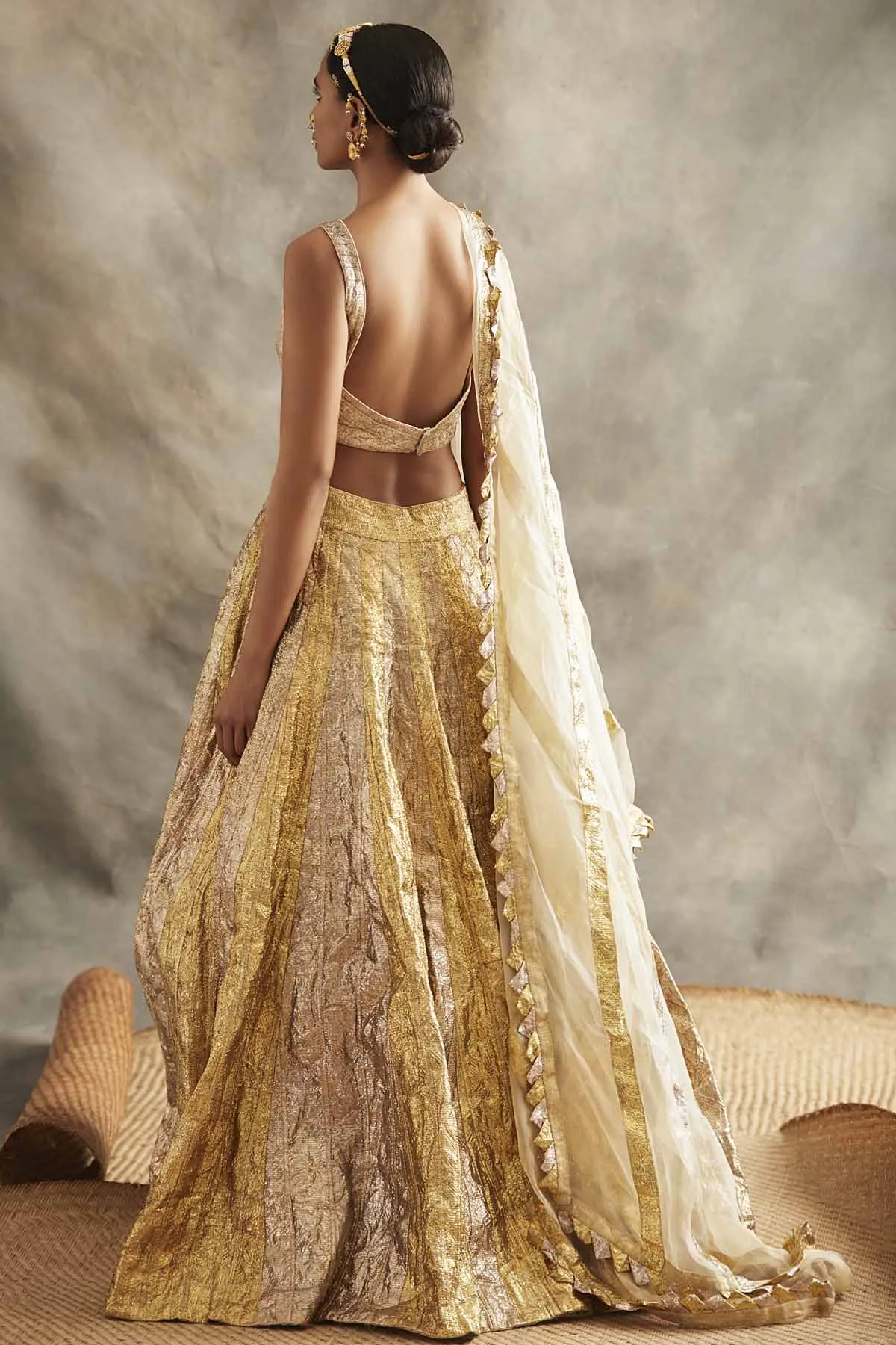 Lampi Gold Woven Zari Lehenga Set